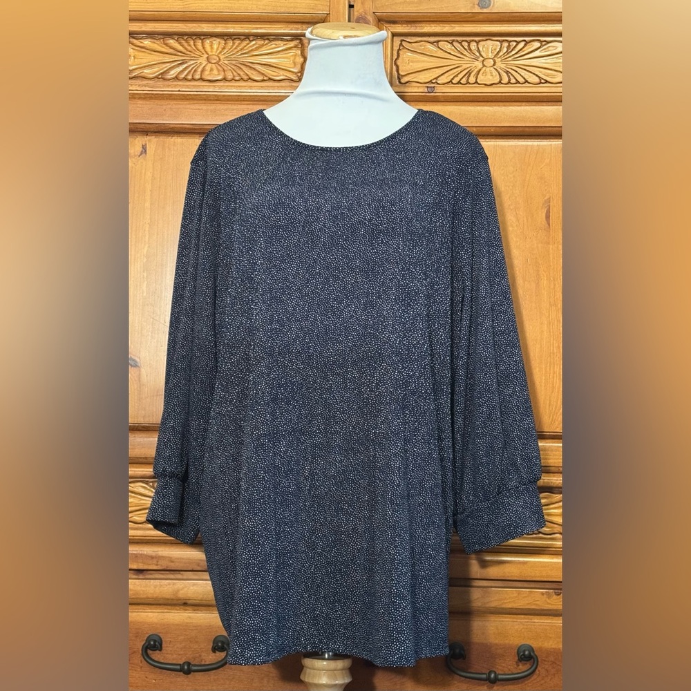 Adrianna Papell Midnight Blue Textured Blouse